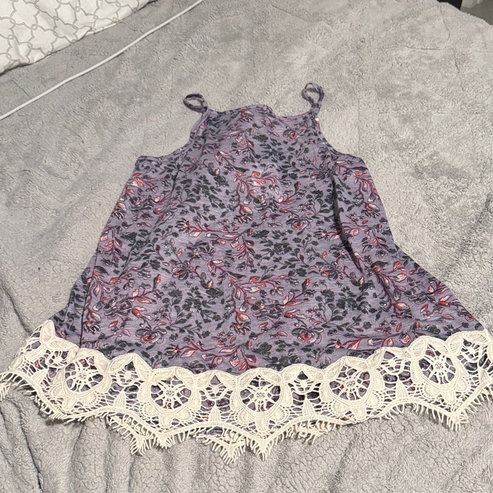 Weavers Purple Floral Camisole with Lace Hem